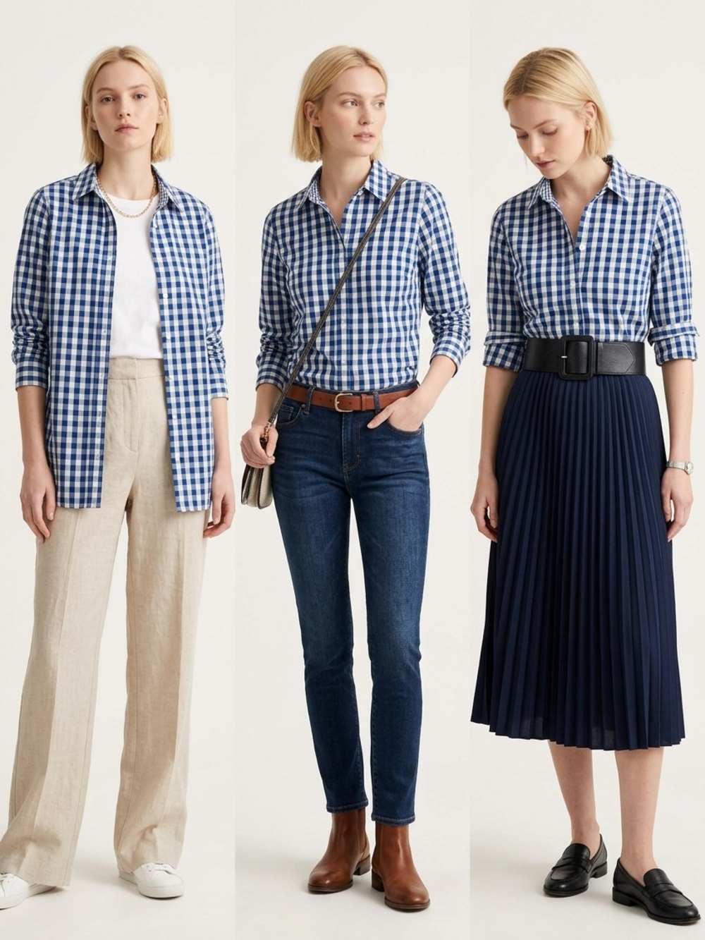 Blair Blue and White Gingham Button-Down Shirt